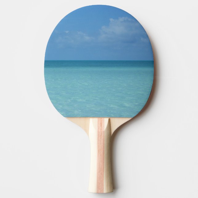 Pala De Ping Pong Azul turquesa tropical del horizonte del Caribe (Anverso)