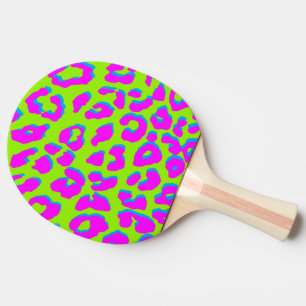 Pala De Ping Pong Azul verde rosa de la impresión de leopardo