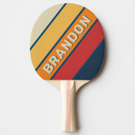 Pala De Ping Pong Azul vintage Arcoiris negrita con nombre