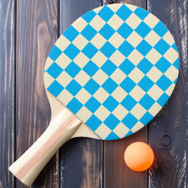 Pala De Ping Pong Azul y Crema a Cuadros