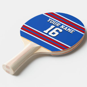 Pala De Ping Pong Azul zafiro con franjas blancas rojas Jersey