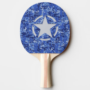 Pala De Ping Pong Azules marinos Digitaces Camo del vintage de la