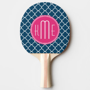 Pala De Ping Pong Azules marinos elegantes Quatrefoil con el