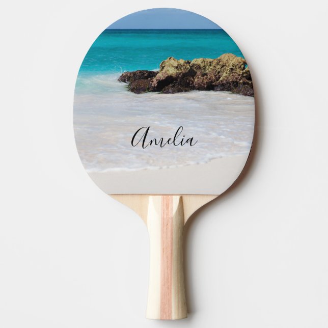Pala De Ping Pong Azure Ocean Sandy Beach Photo (Anverso)