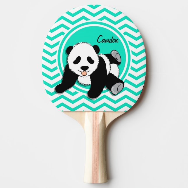 Pala De Ping Pong Baby Panda; Aqua Green Chevron (Anverso)