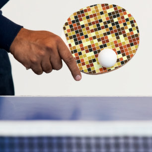 Pala De Ping Pong Baldosas de piscina, mosaicos marrones, patrón geo