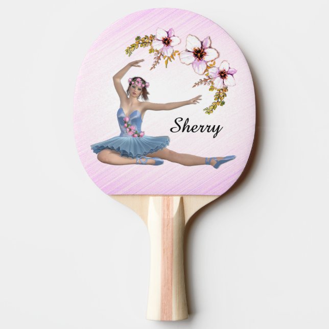 Pala De Ping Pong Ballerina en rosa personal azul (Reverso)