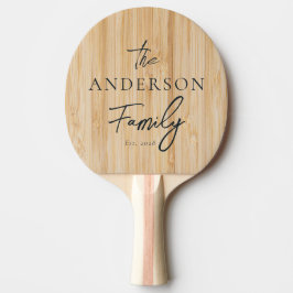 Pala De Ping Pong Bambú Blanco Apellido Escrito a Mano