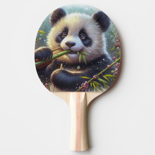 Pala De Ping Pong Bambú de oso panda adorable (Anverso)