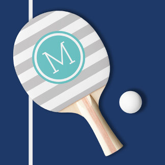 Pala De Ping Pong Bandas de adormidera grisáceas y turquesas Monogra