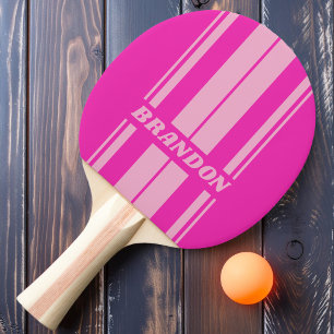 Pala De Ping Pong Bandas de doble placa de cielo rosa retro con nomb