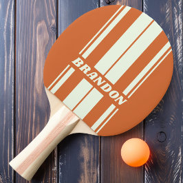 Pala De Ping Pong Bandas de doble placa de Naranja retro con nombre