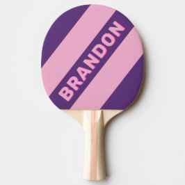 Pala De Ping Pong Bandas de negrita retro rosadas con nombre