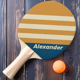 Pala De Ping Pong Bandas de onda azul vintage Sport con nombre