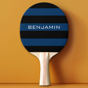 Pala De Ping Pong Bandas de rugby azul y negro de la marina con nomb