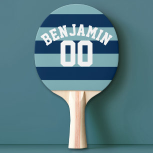 Pala De Ping Pong Bandas de rugby azul y pasto de la marina Número d