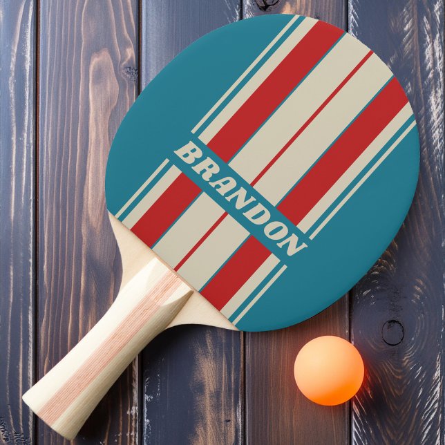 Pala De Ping Pong Bandas de Surf Retro Aqua con nombre (Subido por el creador)