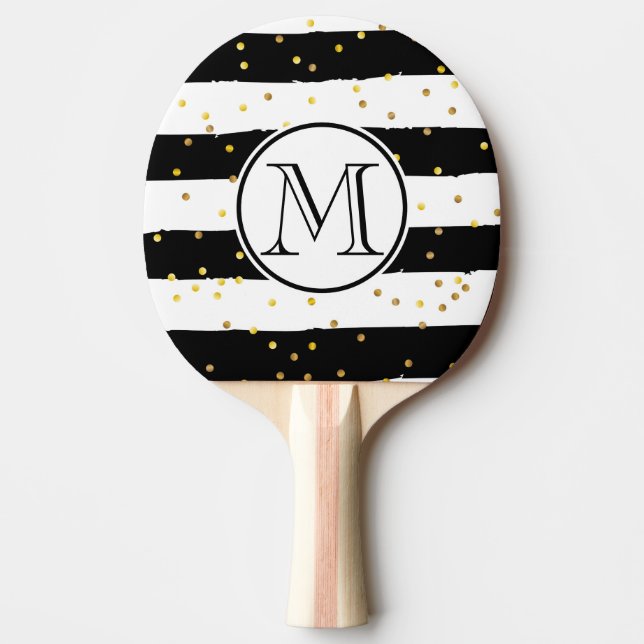 Pala De Ping Pong Bandas negras y blancas (Anverso)