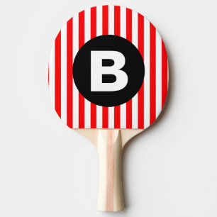 Pala De Ping Pong Bandas verticales rojas en negro Monograma