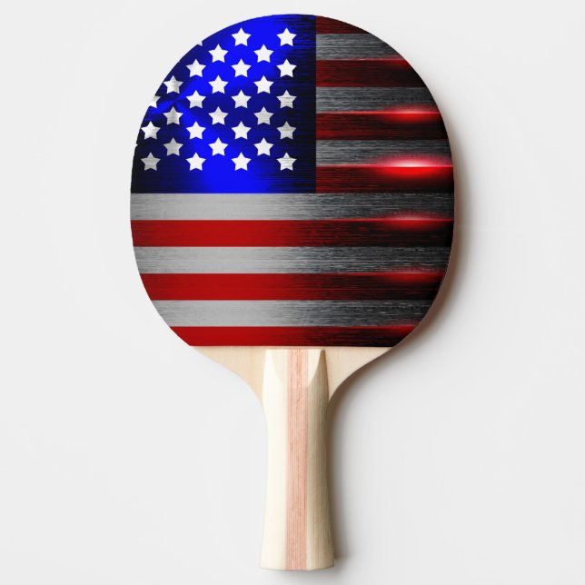 Pala De Ping Pong Bandera americana cortada laser 1 del filo (Anverso)