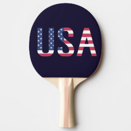 Pala De Ping Pong Bandera americana del texto de los E.E.U.U. en