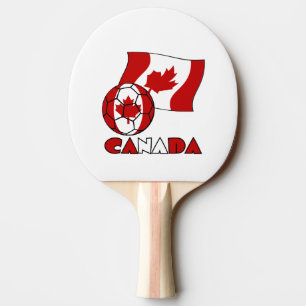 Pala De Ping Pong Bandera canadiense con balón de fútbol