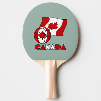 Pala De Ping Pong Bandera canadiense con balón de fútbol