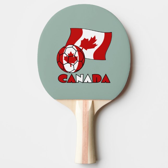 Pala De Ping Pong Bandera canadiense con pelota de fútbol (Anverso)
