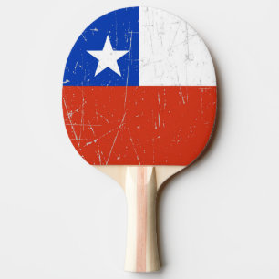 Pala De Ping Pong Bandera chilena rascada y rasguñada
