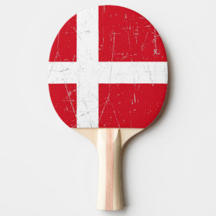 Pala De Ping Pong Bandera danesa rascada y rasguñada