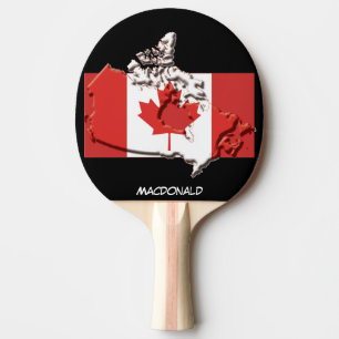 Pala De Ping Pong BANDERA DE CANADÁ Y MAPA Negro Personalizado