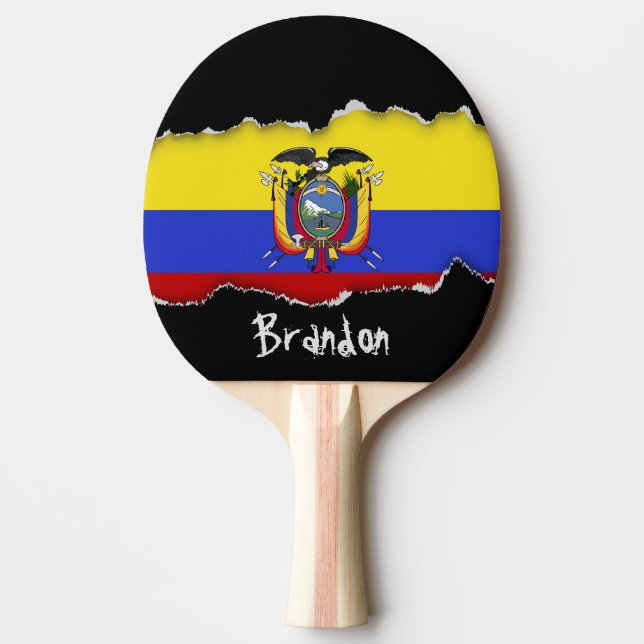 Pala De Ping Pong Bandera de Ecuador (Anverso)