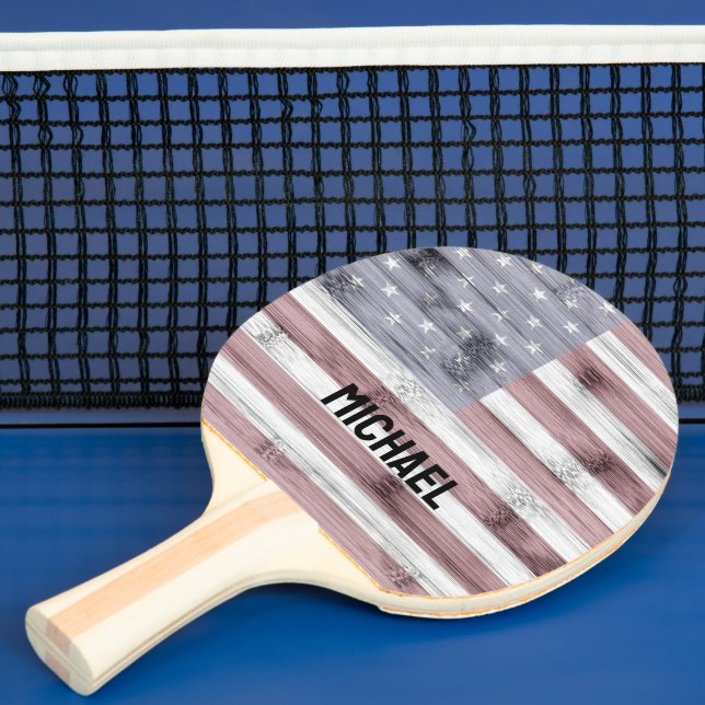 Pala De Ping Pong Bandera de Estados Unidos Rustic Red White Blue Wo (in situ)