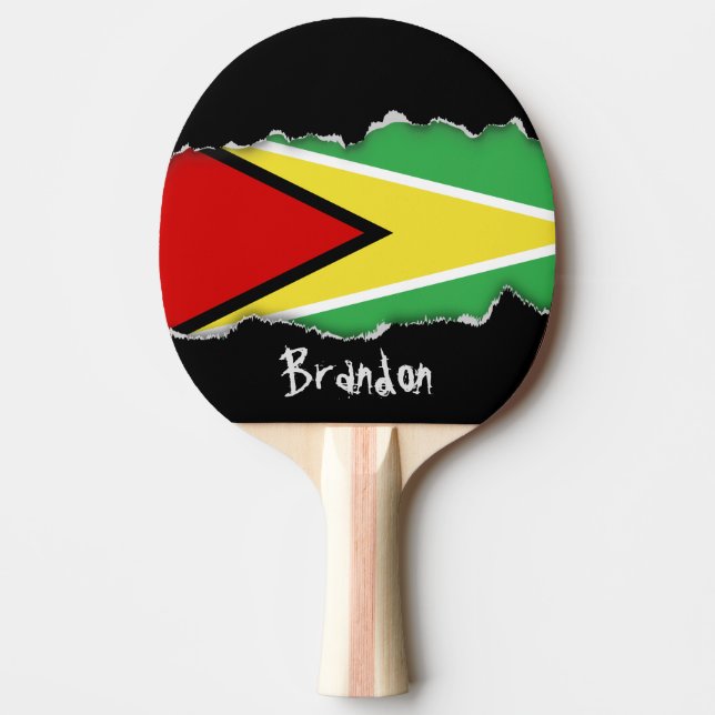 Pala De Ping Pong Bandera de Guyana (Anverso)