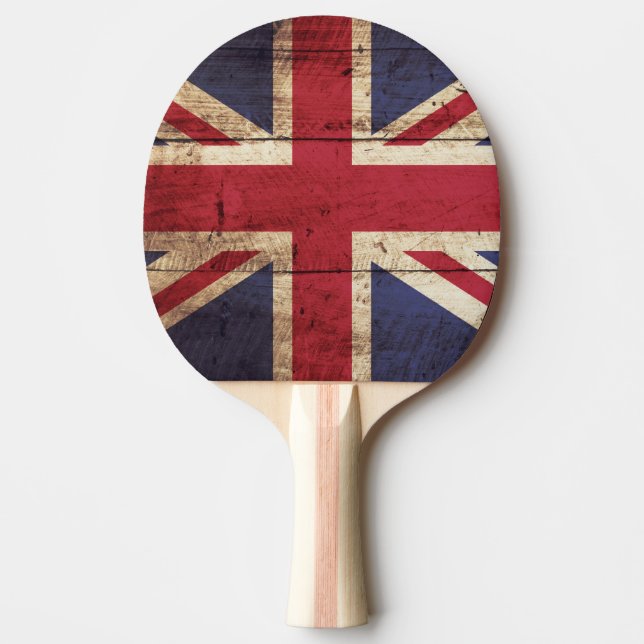 Pala De Ping Pong Bandera de Inglaterra sobre el grano de madera vie (Anverso)