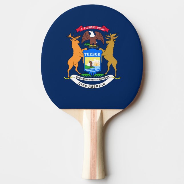 Pala De Ping Pong Bandera de Michigan (Anverso)