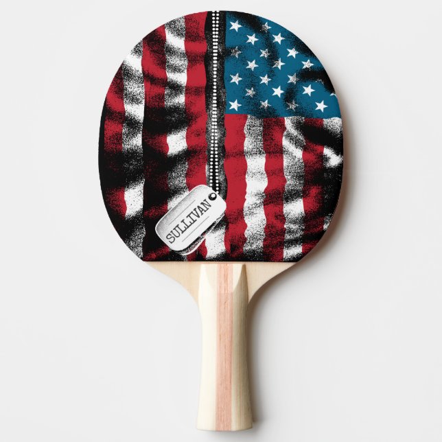 Pala De Ping Pong Bandera de perro de soldado militar personalizado (Anverso)