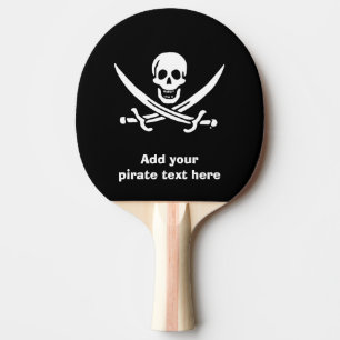 Pala De Ping Pong Bandera de pirata alegre de Rogelio