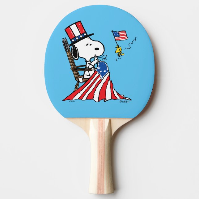 Pala De Ping Pong Bandera de Snoopy Sgire el 4 de julio (Anverso)