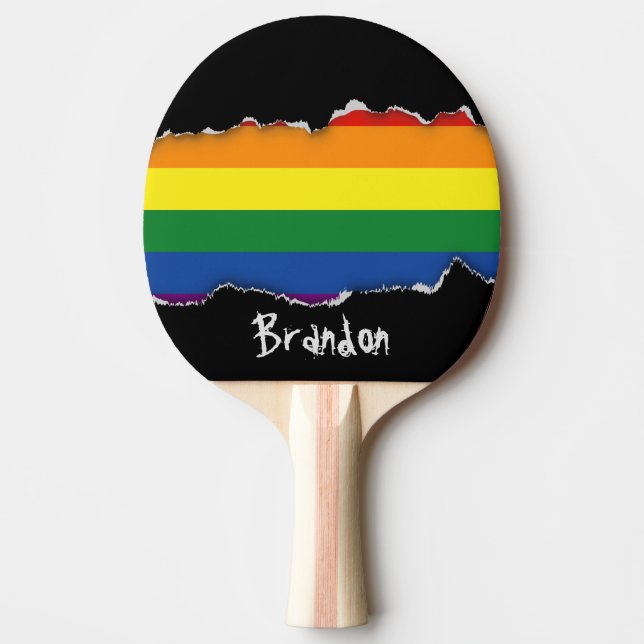 Pala De Ping Pong Bandera del arco iris del orgullo gay (Anverso)