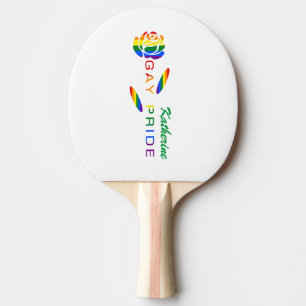 Pala De Ping Pong Bandera del Arcoíris Rosa Orgullo Gay Nombre Perso