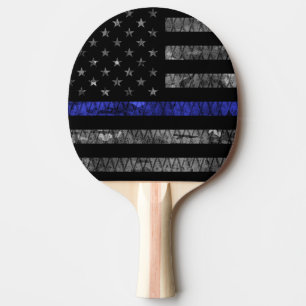 Pala De Ping Pong Bandera delgada de la línea azul de la policía