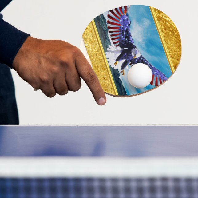 Pala De Ping Pong Bandera estadounidense Águila volando en el Reliev (in situ)