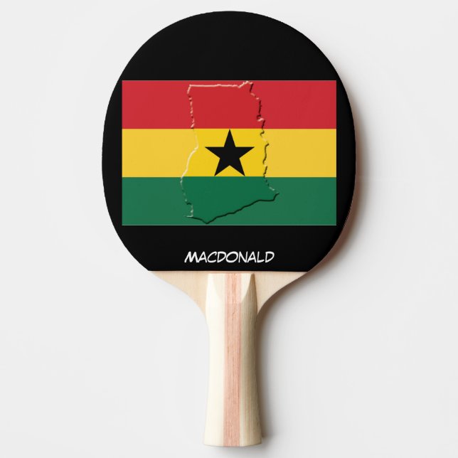 Pala De Ping Pong BANDERA GHANA Y MAPA NEGRO personalizado (Anverso)