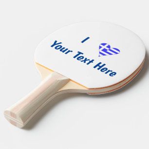 Pala De Ping Pong Bandera Griega de Amor Corazón Personalizada