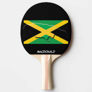 Pala De Ping Pong BANDERA JAMAICA Y MAPA NEGRO personalizado