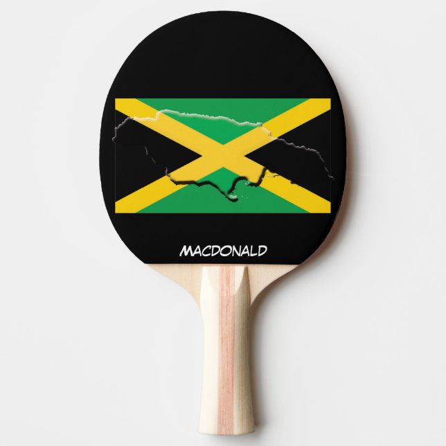 Pala De Ping Pong BANDERA JAMAICA Y MAPA NEGRO personalizado (Anverso)