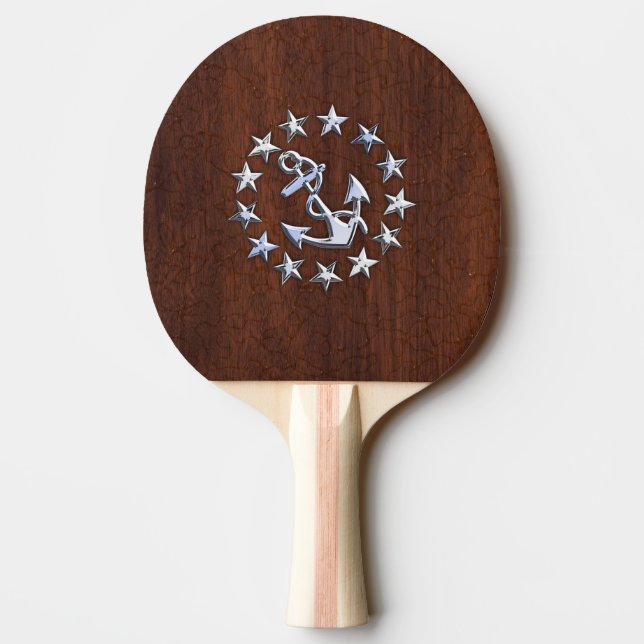 Pala De Ping Pong Bandera náutica estadounidense Wet Mahogany (Reverso)