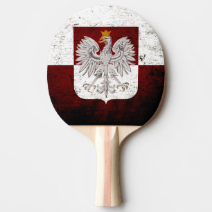 Pala De Ping Pong Bandera negra de Polonia del Grunge