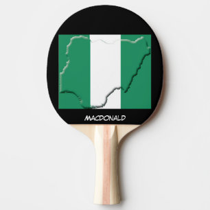 Pala De Ping Pong BANDERA NIGERIA Y MAPA NEGRO personalizado